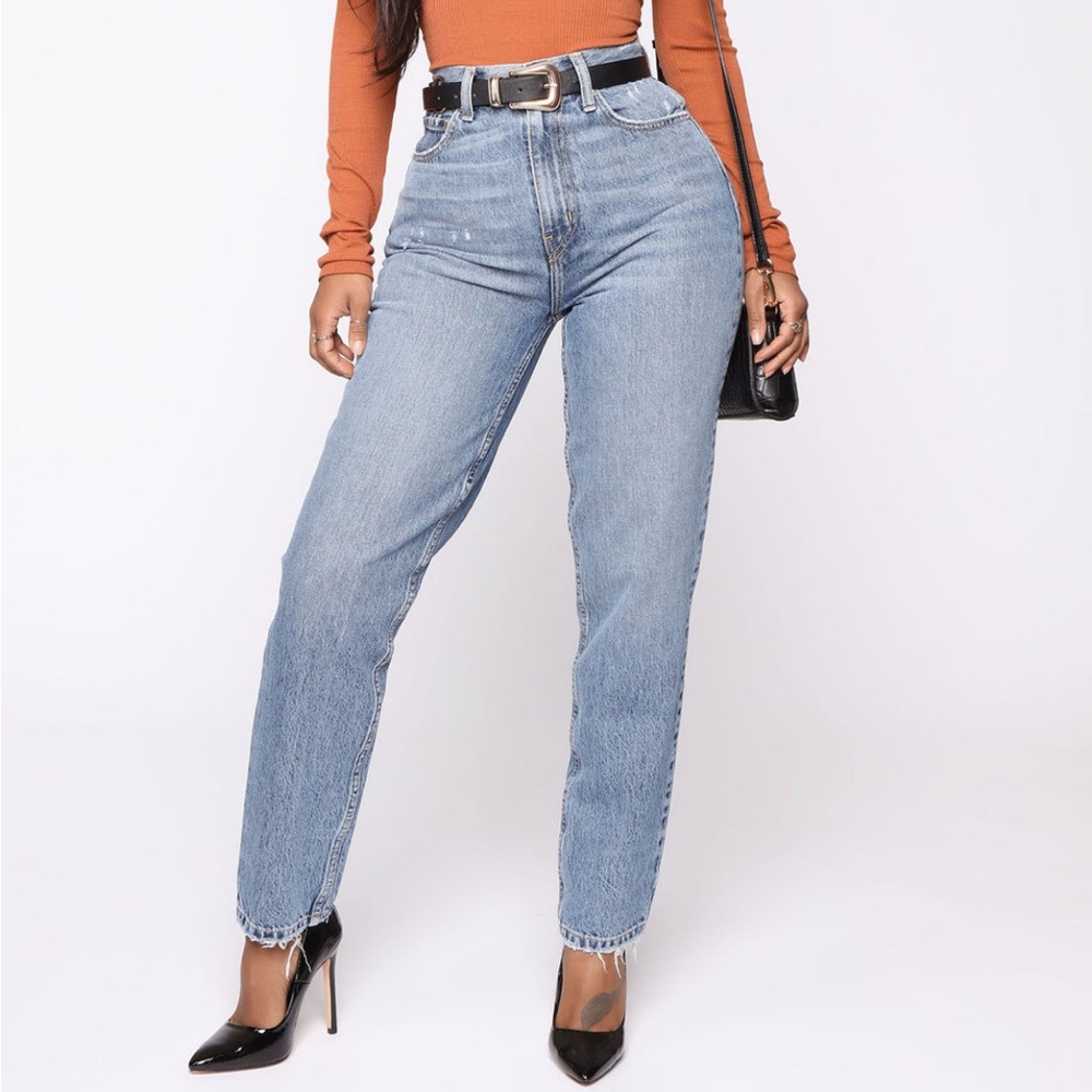Light blue straight leg jeans